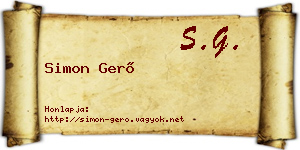 Simon Gerő névjegykártya